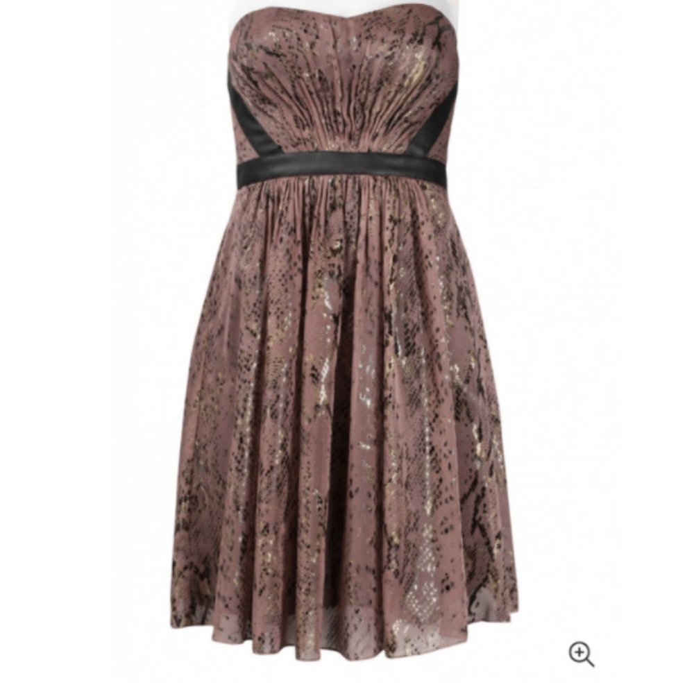 Adrianna Papell Cocktail Dress Leather Trim NWT